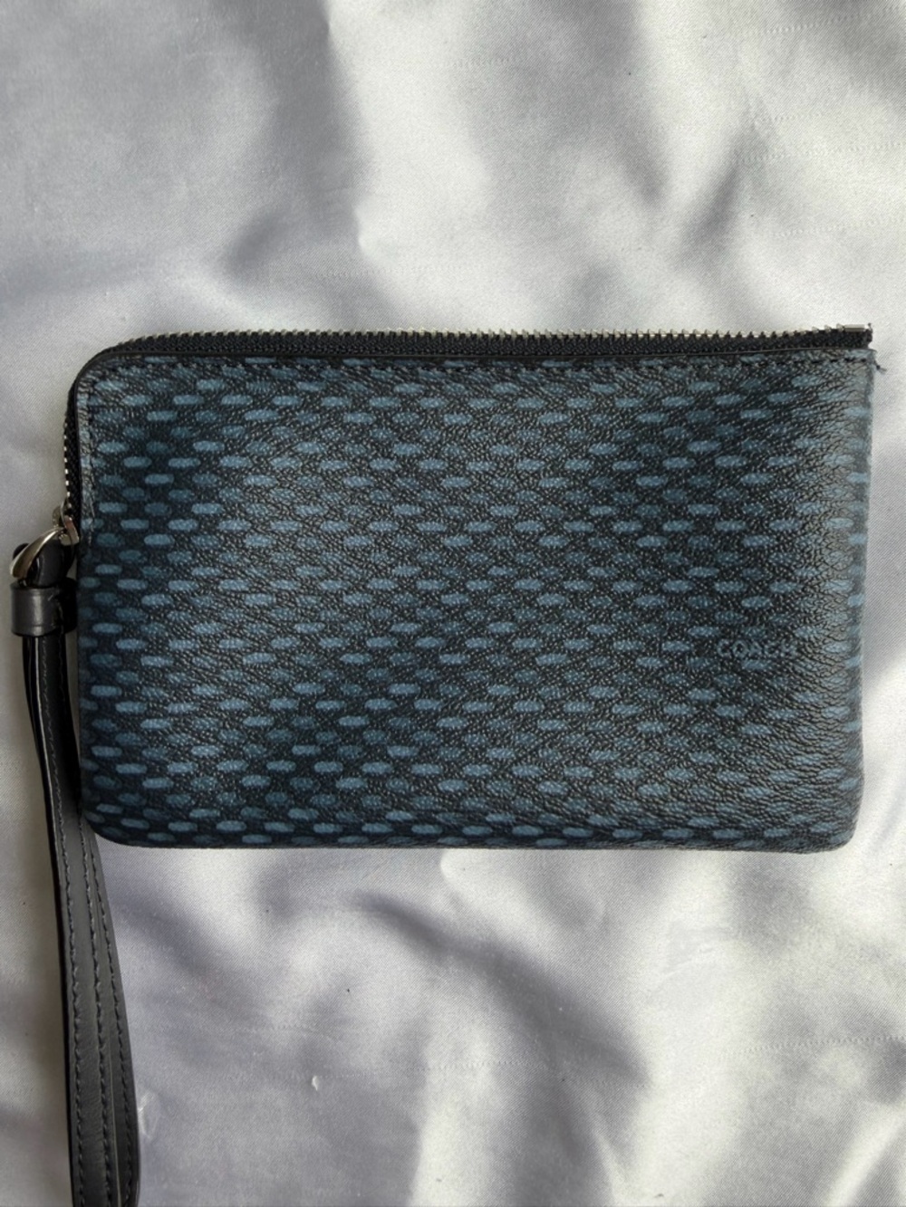 Coach Blue Patterned Zip Wristlet - Picture 2 of 3